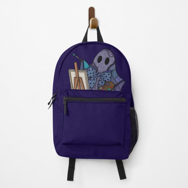 Item preview, Periwinkle Blue Patchwork Ghost Artist | Cute Painter Ghost Cottagecore Halloween Art designed and sold by Ink & Kind Studio.