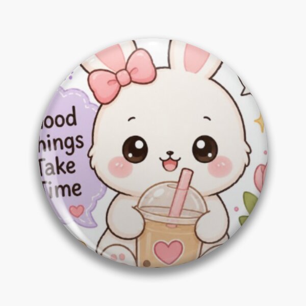 Item preview, Kawaii Bunny Bubble Tea Sticker – Good Things Take Time | Cute Rabbit Aesthetic designed and sold by Vegasstickers.