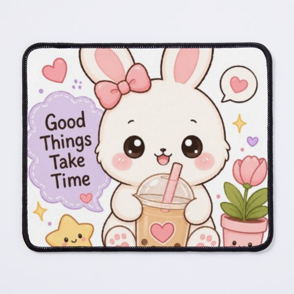 Item preview, Kawaii Bunny Bubble Tea Sticker – Good Things Take Time | Cute Rabbit Aesthetic designed and sold by Vegasstickers.