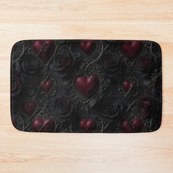Item preview, Roses Red Hearts Gothic Seamless Pattern designed and sold by JanjjaSoulInk.