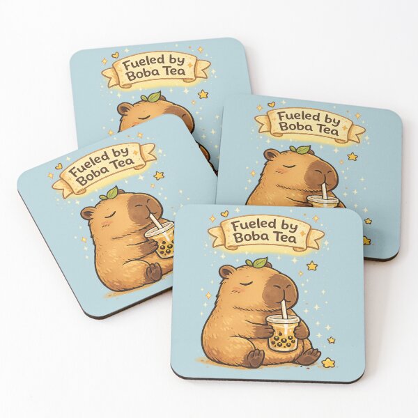 Item preview, Zen capybara with bubble tea designed and sold by Tiny-Chaos-Club.
