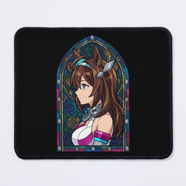 Item preview, Rice Shower Uma Musume Dark Blue Rose Stained Glass Portrait designed and sold by mildaclairmo.