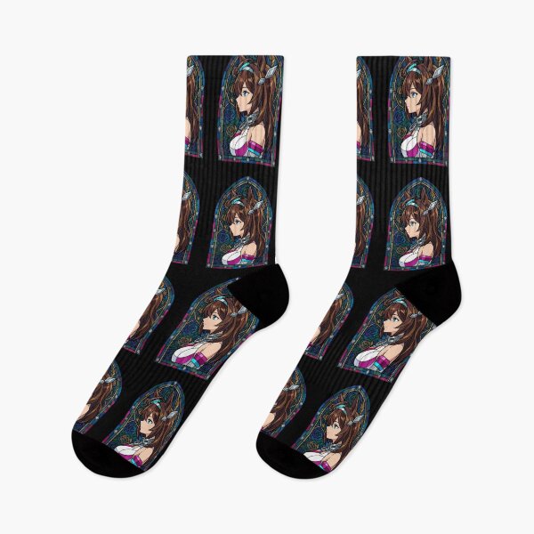 Item preview, Rice Shower Uma Musume Dark Blue Rose Stained Glass Portrait designed and sold by mildaclairmo.