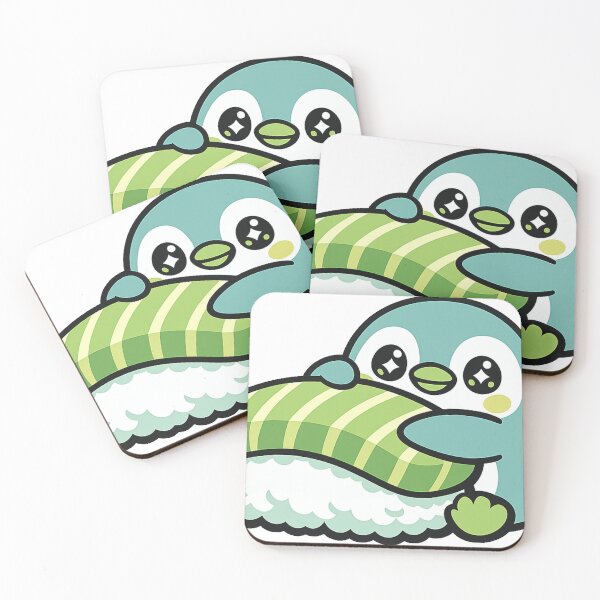 Item preview, Kawaii Penguin Hugging Salmon Nigiri Sushi Sticker | Cute Japanese Sushi Animal Vector Design designed and sold by kawaii animal store (in Japan).