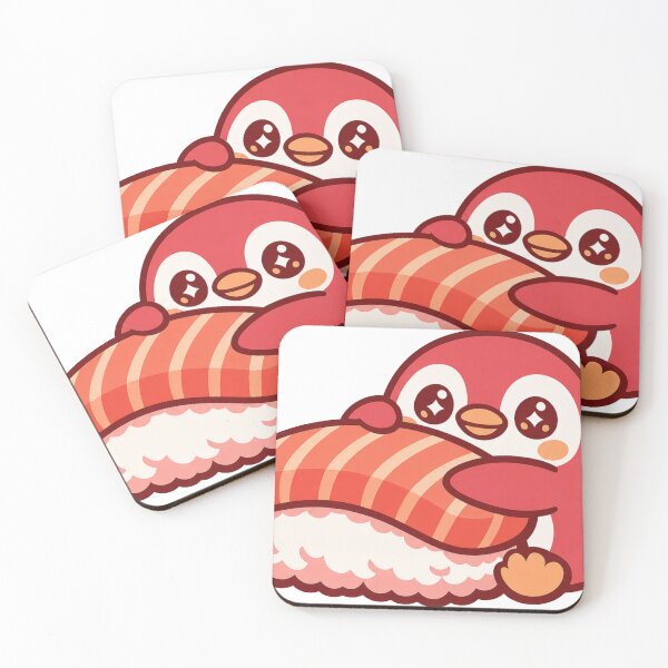 Item preview, Kawaii Penguin Hugging Salmon Nigiri Sushi Sticker | Cute Japanese Sushi Animal Vector Design designed and sold by kawaii animal store (in Japan).