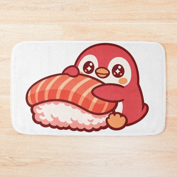 Item preview, Kawaii Penguin Hugging Salmon Nigiri Sushi Sticker | Cute Japanese Sushi Animal Vector Design designed and sold by kawaii animal store (in Japan).