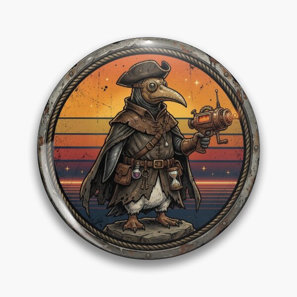 Item preview, Retro Plague Doctor Penguin Vintage Badge designed and sold by DuckOddity.