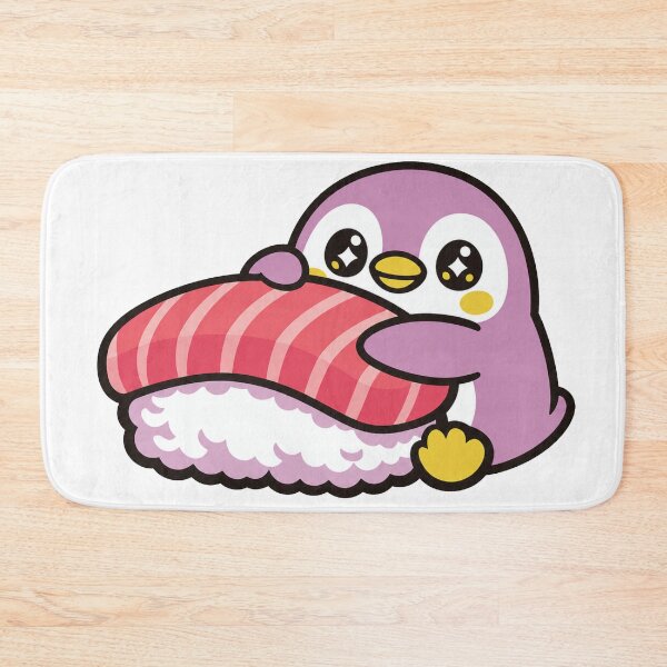 Item preview, Kawaii Penguin Hugging Salmon Nigiri Sushi Sticker | Cute Japanese Sushi Animal Vector Design designed and sold by kawaii animal store (in Japan).