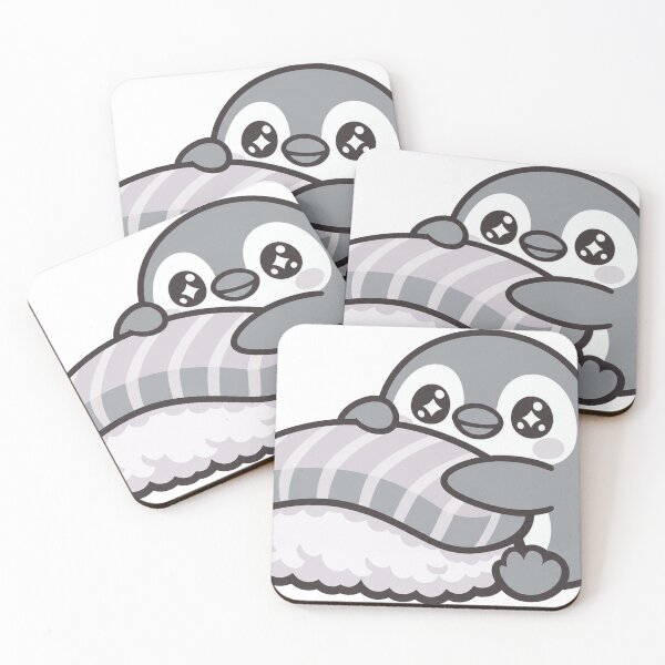 Item preview, Kawaii Penguin Hugging Salmon Nigiri Sushi Sticker | Cute Japanese Sushi Animal Vector Design designed and sold by kawaii animal store (in Japan).