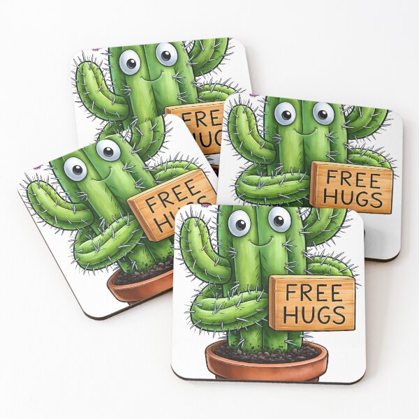 Item preview, Cute Cartoon Cactus with Free Hugs Sign designed and sold by Artessie.