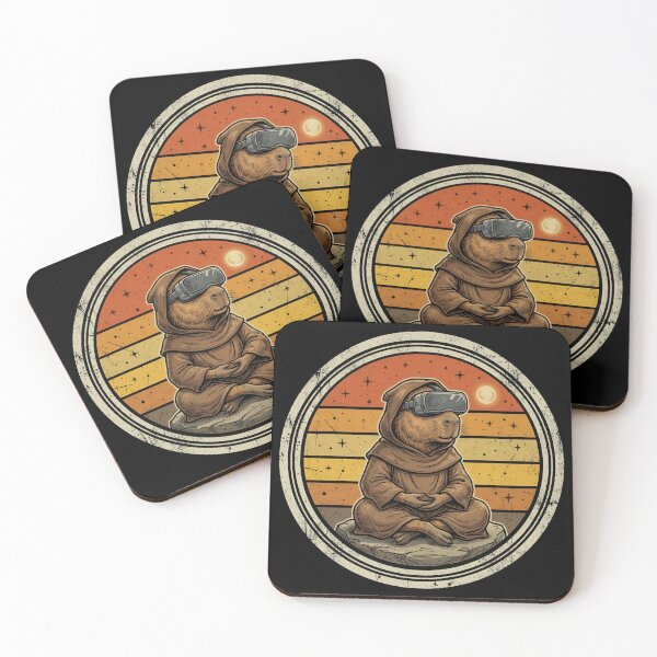 Item preview, Retro Meditating VR Capybara Monk Vintage Badge designed and sold by DuckOddity.