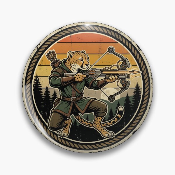 Item preview, Retro Cyber Archer Cheetah Vintage Badge designed and sold by DuckOddity.