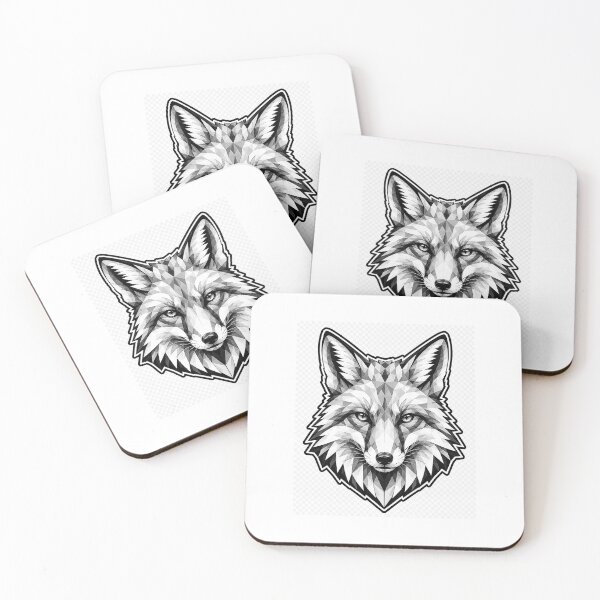 Item preview, Geometric Red Fox Head | Low Poly Wildlife Vector | Black & White Fox Sticker designed and sold by DesertInkArt.