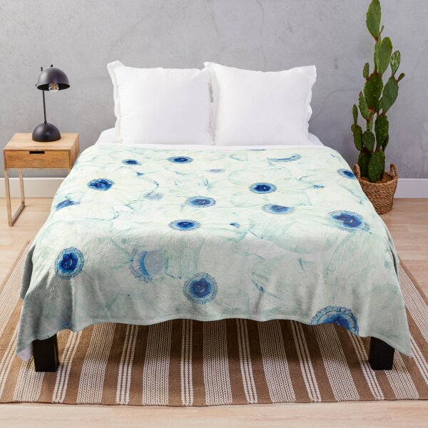 Item preview, Delicate Blue Pressed Daffodils Botanical Floral Pattern designed and sold by Elżbieta Kaps.