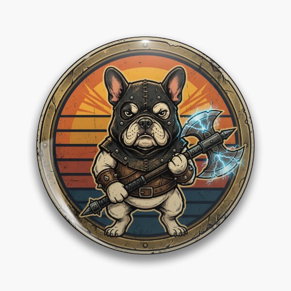 Item preview, Retro Executioner French Bulldog Vintage Badge designed and sold by DuckOddity.