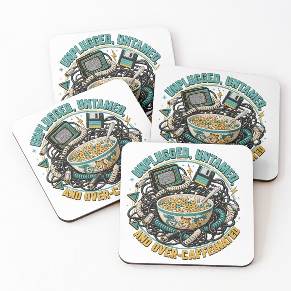 Item preview, Unplugged Untamed Over-Caffeinated Retro Tee designed and sold by CerealBoxInk.