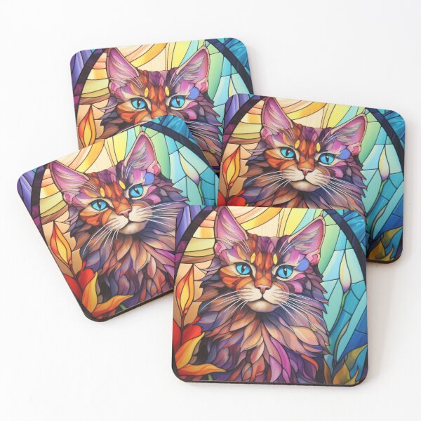 Item preview, Norwegian Forest Cat Stained Glass Art designed and sold by pinkal.