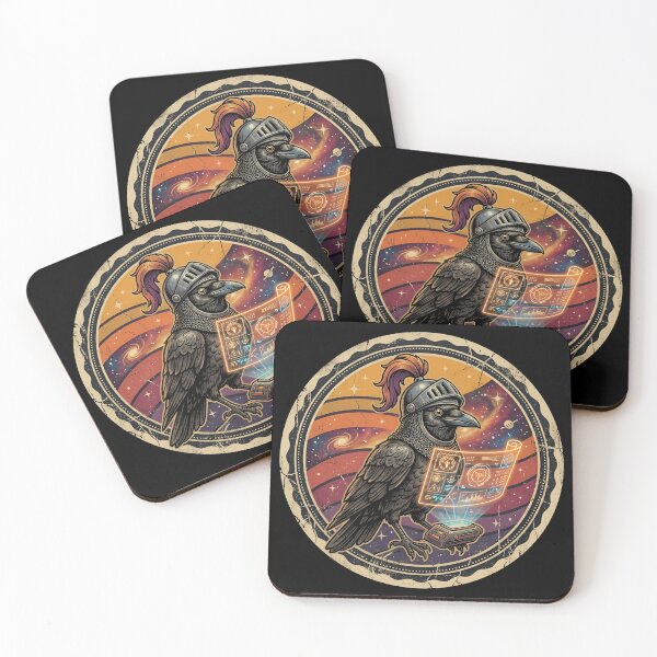 Item preview, Retro Knight Crow Digital Scroll Vintage Badge designed and sold by DuckOddity.