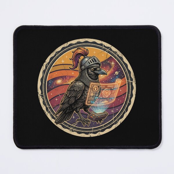 Item preview, Retro Knight Crow Digital Scroll Vintage Badge designed and sold by DuckOddity.