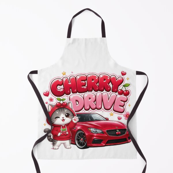Item preview, Cherry Drive Kawaii Sports Car Sticker PNG | Cute Cat Mascot Retro Racing Graphic | Colorful Streetwear Vinyl Decal designed and sold by Stylestickers55.