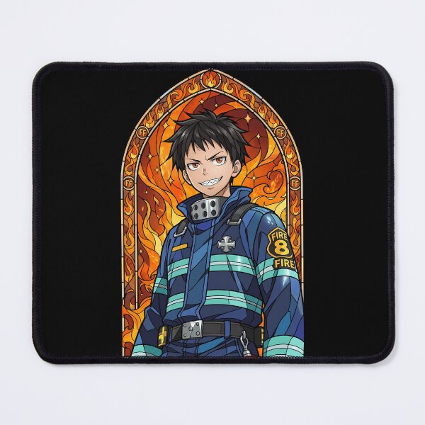 Item preview, Shinra Kusakabe Fire Force Smiling Flame Stained Glass designed and sold by mildaclairmo.
