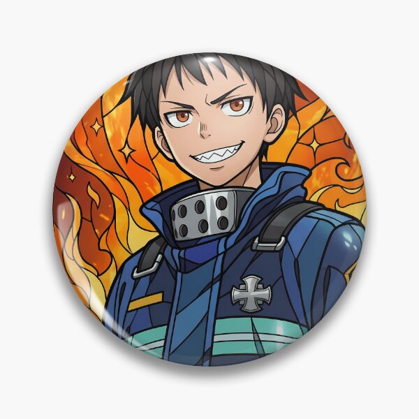 Item preview, Shinra Kusakabe Fire Force Smiling Flame Stained Glass designed and sold by mildaclairmo.