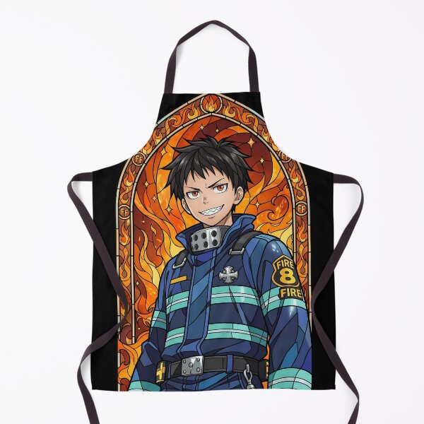 Item preview, Shinra Kusakabe Fire Force Smiling Flame Stained Glass designed and sold by mildaclairmo.