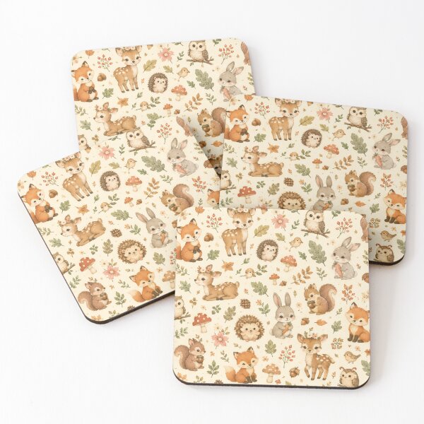 Item preview, Cute Woodland Forest Animals Watercolor Pattern | Fox Deer Bunny Owl Hedgehog Autumn Nature designed and sold by DreamPixelPrint.