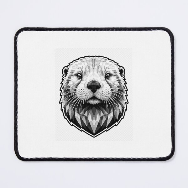 Item preview, Geometric Sea Otter Head | Low Poly Wildlife Vector | Black & White Otter Sticker designed and sold by DesertInkArt.