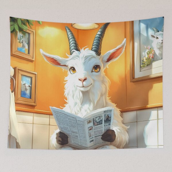 Item preview, Goat Bathroom Newspaper Reader Farm Animal Kawaii Humor designed and sold by mildaclairmo.