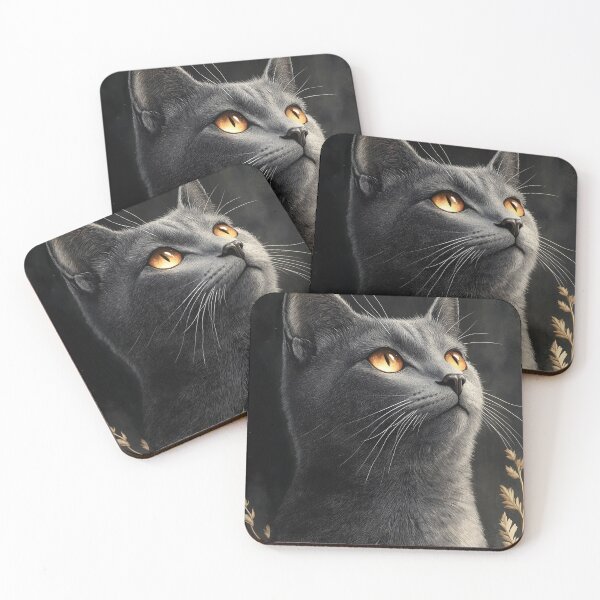 Item preview, Russian Blue Cat Golden Eyes Botanical Shadow designed and sold by mildaclairmo.