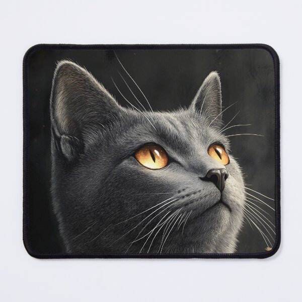 Item preview, Russian Blue Cat Golden Eyes Botanical Shadow designed and sold by mildaclairmo.