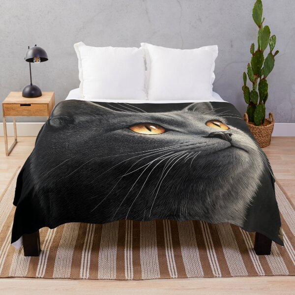 Item preview, Russian Blue Cat Golden Eyes Botanical Shadow designed and sold by mildaclairmo.