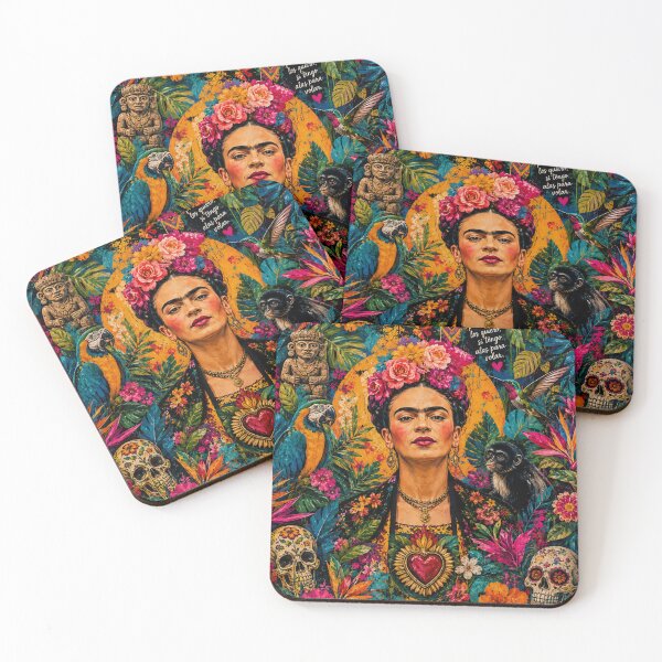 Item preview, Vibrant Frida-Inspired Floral Portrait | Colorful Mexican Folk Art | Tropical Botanical Illustration designed and sold by getpressedshirt.