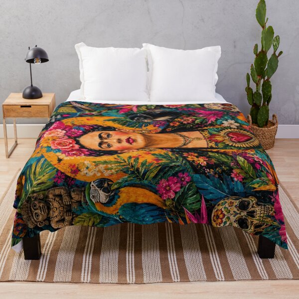Item preview, Vibrant Frida-Inspired Floral Portrait | Colorful Mexican Folk Art | Tropical Botanical Illustration designed and sold by getpressedshirt.