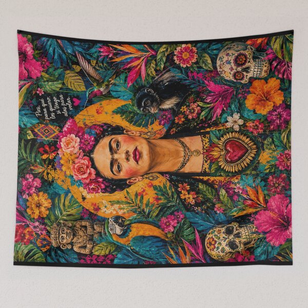 Item preview, Vibrant Frida-Inspired Floral Portrait | Colorful Mexican Folk Art | Tropical Botanical Illustration designed and sold by getpressedshirt.