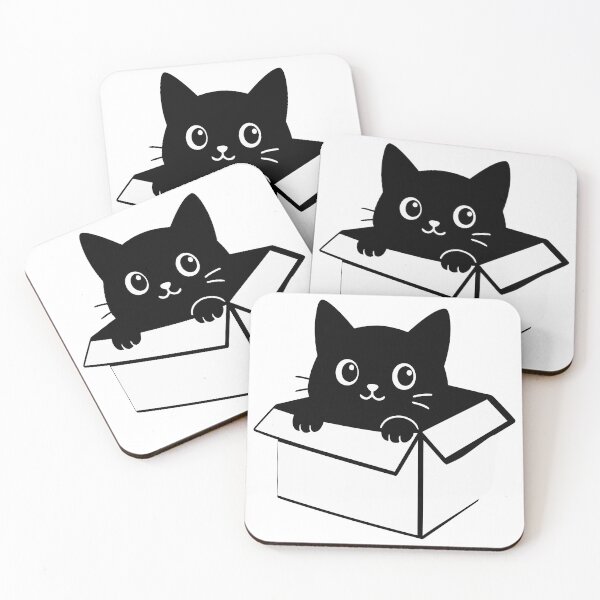 Item preview, Cute Black Cat in a Box Sticker | Minimalist Cat Lover Design T-Shirt Stickers designed and sold by Sunday.Supply.