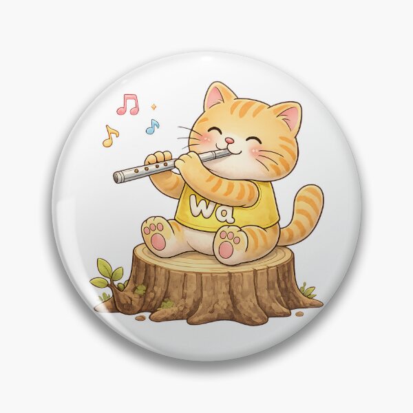 Item preview, Cute Orange Tabby Cat Playing Flute Kawaii Music Lover Gift designed and sold by Wawa5656.