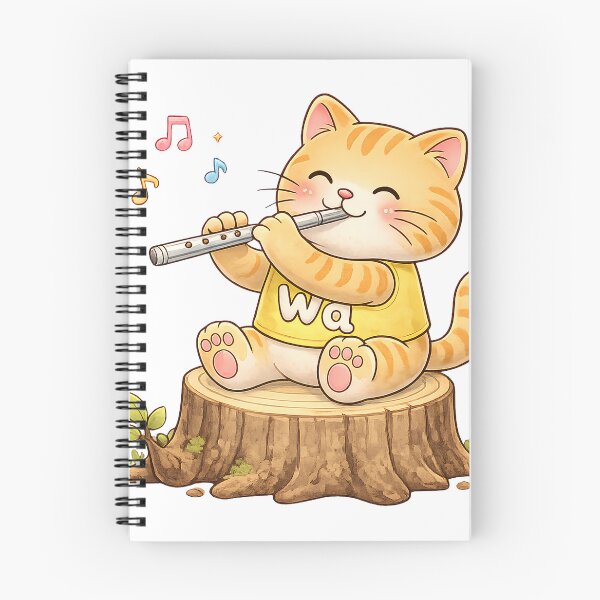 Item preview, Cute Orange Tabby Cat Playing Flute Kawaii Music Lover Gift designed and sold by Wawa5656.