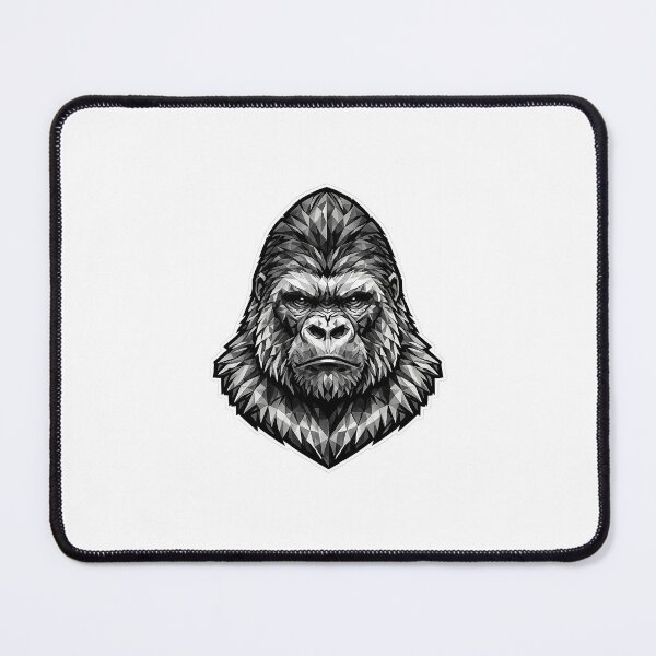Item preview, Geometric Gorilla Head | Low Poly Wildlife Vector | Black & White Gorilla Sticker designed and sold by DesertInkArt.