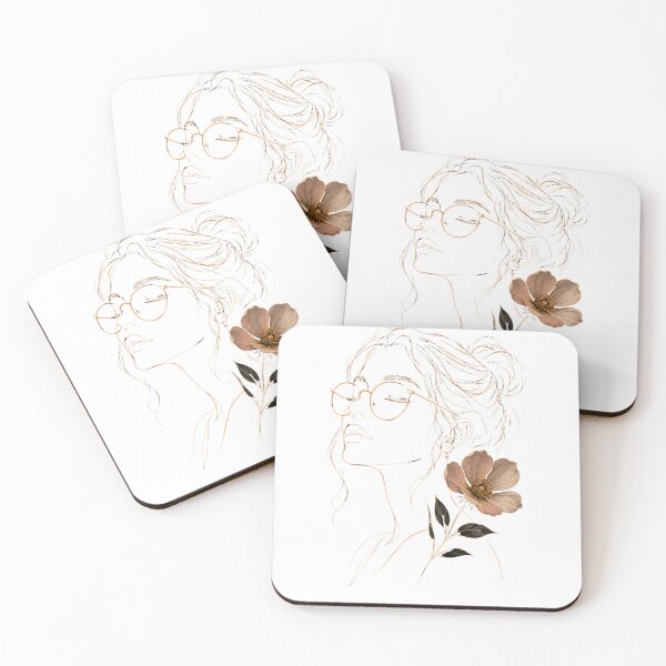 Item preview, Woman with Glasses & Flower | Minimalist Botanical Line Art designed and sold by CalmMandala.