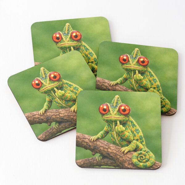 Item preview, Fiery Chameleon Attitude – Glowing Eyes & Middle Finger designed and sold by Rocket&Stars.