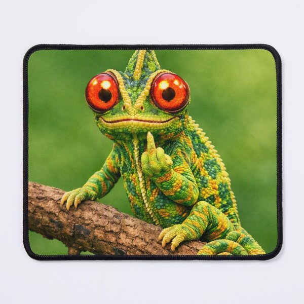 Item preview, Fiery Chameleon Attitude – Glowing Eyes & Middle Finger designed and sold by Rocket&Stars.