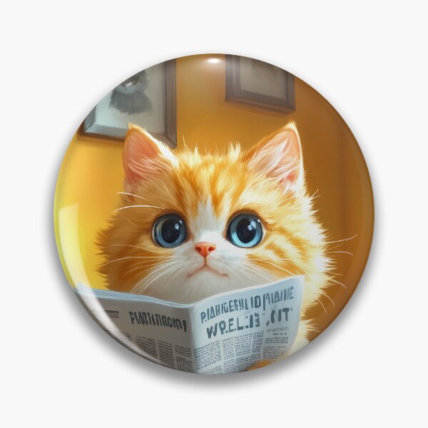 Item preview, Chartreux Cat Newspaper Reader Bathroom Kawaii Orange Kitten designed and sold by mildaclairmo.