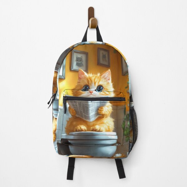 Item preview, Chartreux Cat Newspaper Reader Bathroom Kawaii Orange Kitten designed and sold by mildaclairmo.