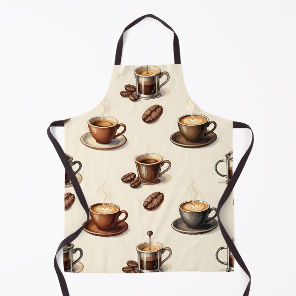 Item preview, Coffee Cups French Press Beans Vintage Illustration designed and sold by Sybille-Yates.
