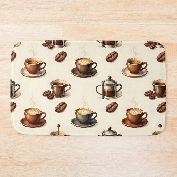 Item preview, Coffee Cups French Press Beans Vintage Illustration designed and sold by Sybille-Yates.
