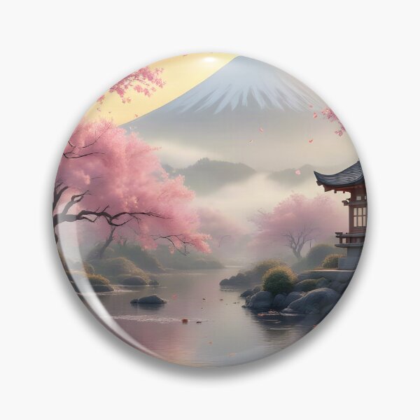 Item preview, Mount Fuji Sakura Sunrise | Japanese Zen Landscape | Cherry Blossom Nature Wall Art designed and sold by DreamyWallVibes.