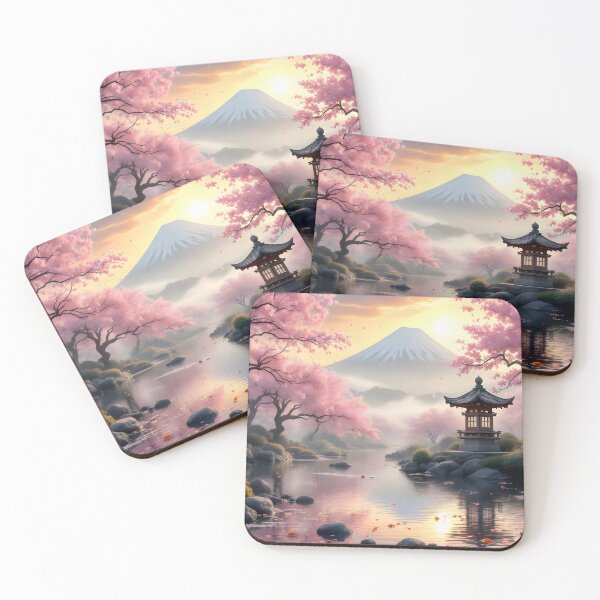 Item preview, Mount Fuji Sakura Sunrise | Japanese Zen Landscape | Cherry Blossom Nature Wall Art designed and sold by DreamyWallVibes.