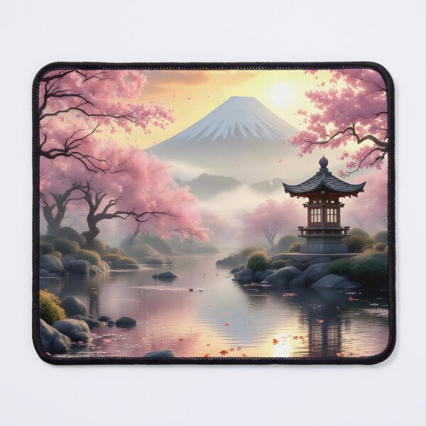 Item preview, Mount Fuji Sakura Sunrise | Japanese Zen Landscape | Cherry Blossom Nature Wall Art designed and sold by DreamyWallVibes.